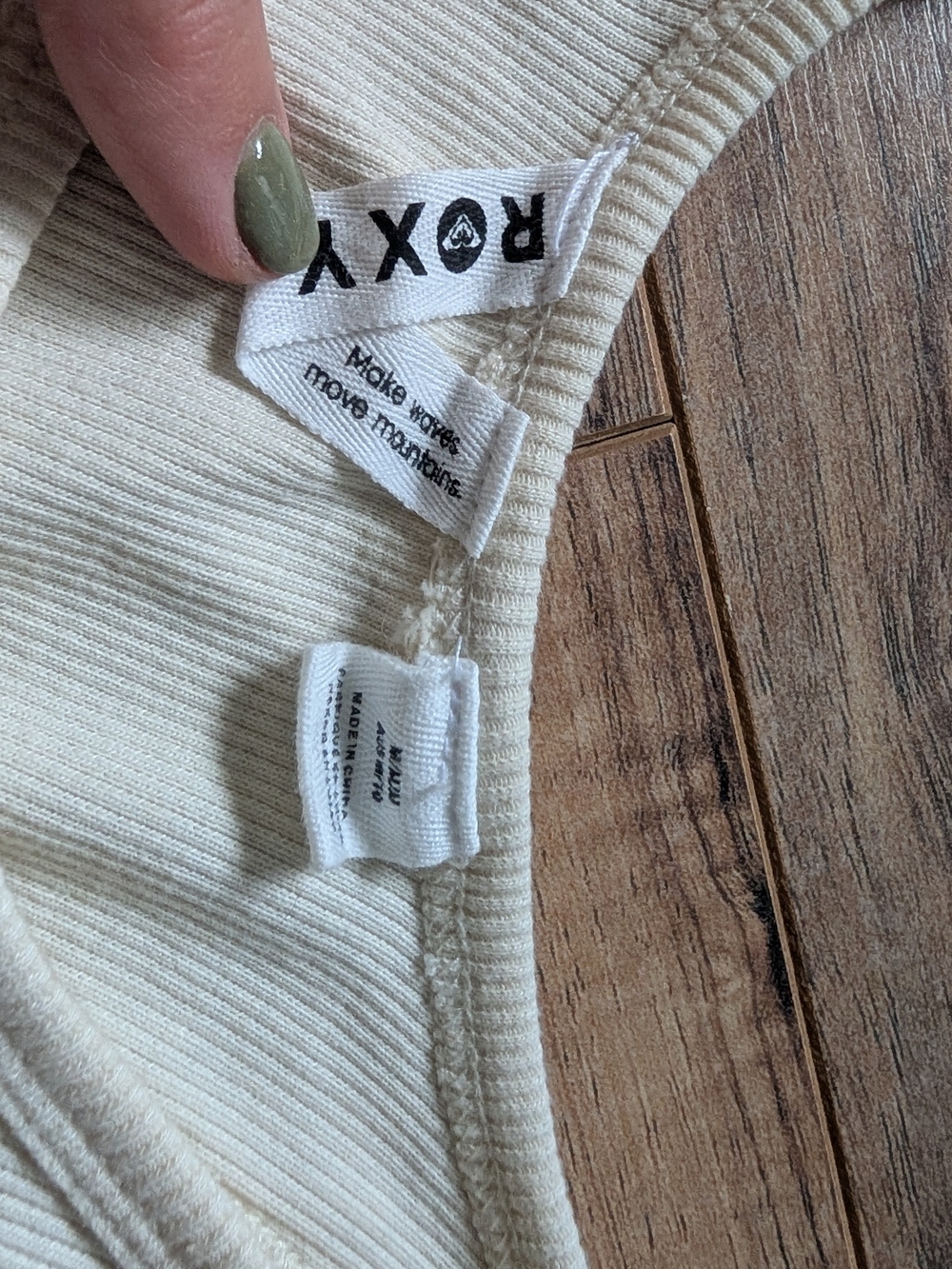 Roxy Cream Ribbed Tank - Picture 2 of 2